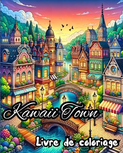 Livre de coloriage Kawaii Town: Conceptions créatives et mignonnes pour adultes de petits bâtiments et maisons