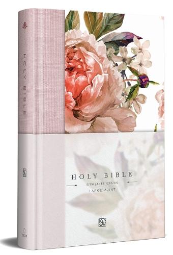 KJV Medium Format Large Print Pink Floral Cloth