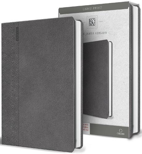 KJV Holy Bible Large Print Handy Size Gray Imitation Leather