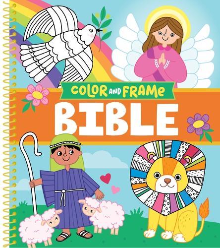 Color & Frame Kids - Bible: Christian Coloring Book with Pre-Colored Backgrounds Noah's Ark, Ten Commandments & More Gift for Kids Ages 3-10