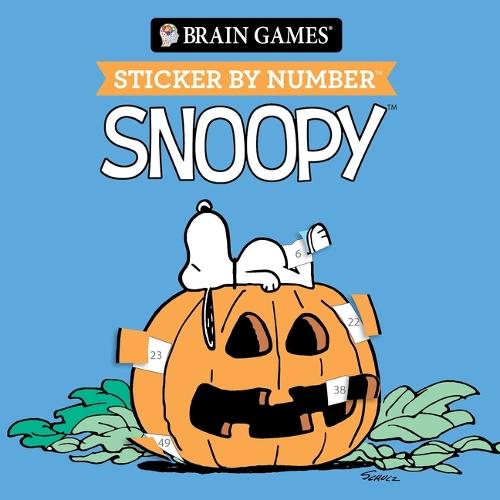 Brain Games - Sticker by Number Compact Edition: Snoopy 7x7 Inches Cozy Fall Craft, Travel Size Activity Book for Adults & Kids 7+ Officially Licensed Peanuts Product