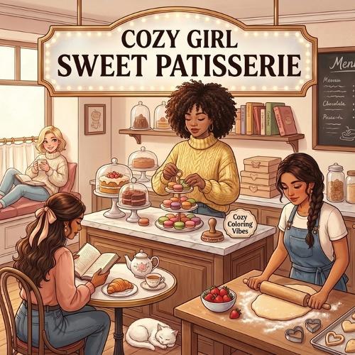 Cozy Girl Sweet Patisserie: Fun Hygge Bakery Bold Line Adult Coloring Book Aesthetic Pastries, Quiet Reading Nooks & Good Vibes Vintage Kitchen & Cafe Moments Anxiety Relief, Mindfulness Activities & Comfy Creative Art Therapy Gift for Women & Teens