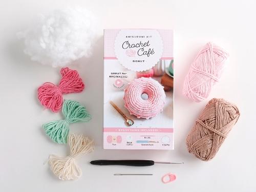 Crochet Café Amigurumi Kit Donut: Everything You Need Is Included: 100%-Cotton Yarn, Crochet Hook, Stitch Marker, Tapestry Needle, Fiberfill, Step-by-Step Leaflet, and Exclusive Instruction Videos; Beginner Friendly!