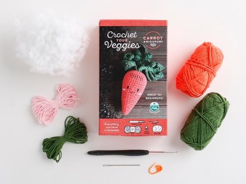 Crochet Your Veggies Amigurumi Kit Carrot: Everything You Need Is Included: 100%-Cotton Yarn, Crochet Hook, Stitch Marker, Tapestry Needle, Fiberfill, Step-by-Step Leaflet, and Exclusive Instruction Videos; Beginner Friendly!