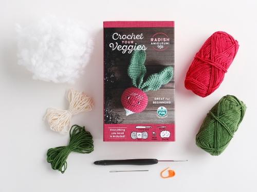 Crochet Your Veggies Amigurumi Kit Radish: Everything You Need Is Included: 100%-Cotton Yarn, Crochet Hook, Stitch Marker, Tapestry Needle, Fiberfill, Step-by-Step Leaflet, and Exclusive Instruction Videos; Beginner Friendly!