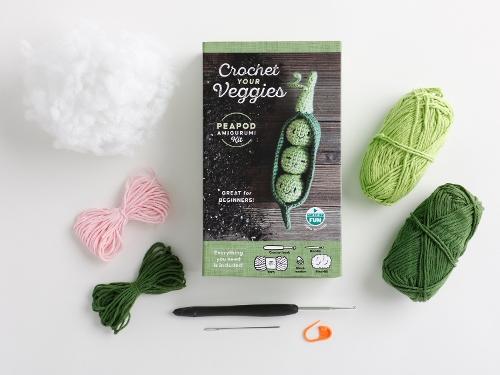 Crochet Your Veggies Amigurumi Kit Peapod: Everything You Need Is Included: 100%-Cotton Yarn, Crochet Hook, Stitch Marker, Tapestry Needle, Fiberfill, Step-by-Step Leaflet, and Exclusive Instruction Videos; Beginner Friendly!