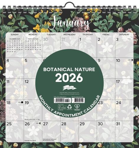 Botanical Nature 2026 12 X 12 Spiral Wall Calendar