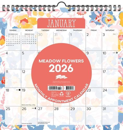 Meadow Flowers 2026 12 X 12 Spiral Wall Calendar