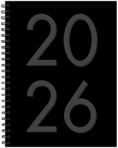 Black 2026 6.5 X 8.5 Weekly Monthly Softcover Planner
