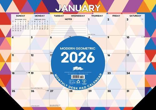 Modern Geometric 2026 17 X 12 Small Monthly Deskpad