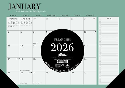 Urban Chic 2026 17 X 12 Small Monthly Deskpad