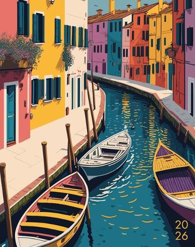 Colorful Canal 2026 7.5 X 9.5 Booklet Monthly Planner