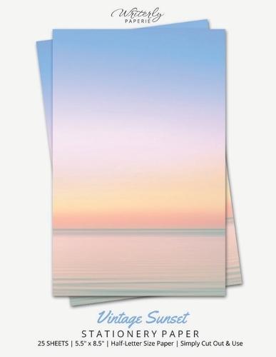 Vintage Sunset Stationery Paper: Half Letter Size Paper, Summer Themed, Letter Writing Paper, 25-sheets