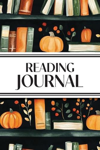 Reading Journal (Watercolor Pumpkins & Leaves in Bookshelves): 6""x9"" Book Lover's Diary; Book/Series Reviews, Reading Tracker, Favorite Book List, Favorite Quotes, Reading Challenges, and More!
