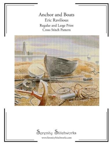 Anchor and Boats Cross Stitch Pattern - Eric Ravilious: Regular and Large Print Cross Stitch Pattern