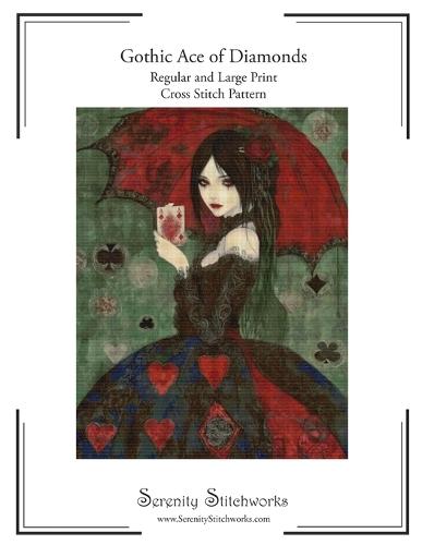 Gothic Ace of Diamonds Cross Stitch Pattern: Regular and Large Print Cross Stitch Pattern