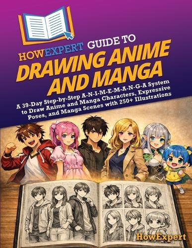 HowExpert Guide to Drawing Anime and Manga: A 39-Day Step-by-Step A-N-I-M-E-M-A-N-G-A System to Draw Anime and Manga Characters, Expressive Poses, and Manga Scenes with 250+ Illustrations