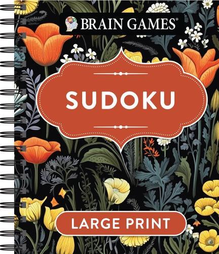 Brain Games - Large Print Sudoku (Dark Floral Design)